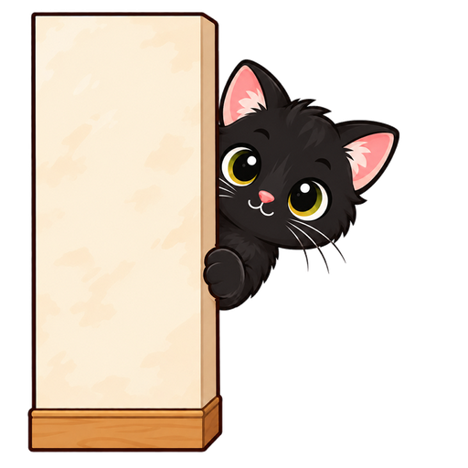 壁のかどからのぞく黒猫のアニメーション