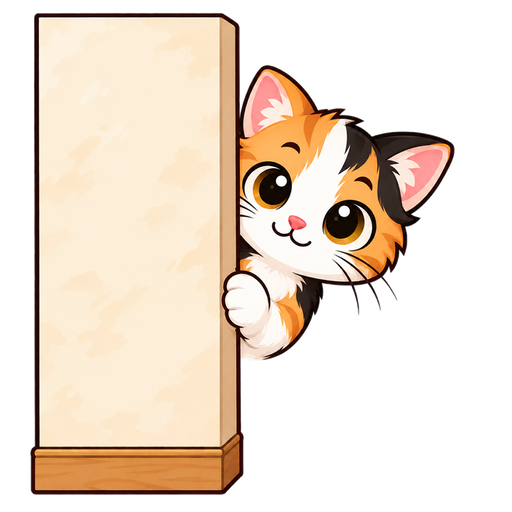 壁のかどからのぞく三毛猫のアニメーション